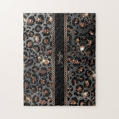 Speciaal Trendy Leopard Black Gold Glitter Legpuzzel (Verticaal)