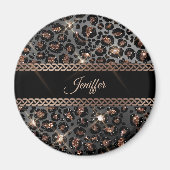 Speciaal Trendy Leopard Black Gold Glitter Magneet (Voorkant)