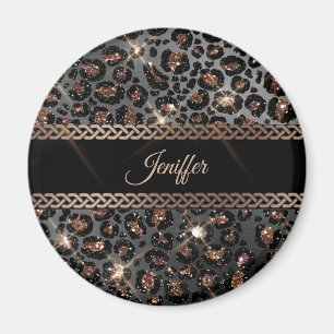 Speciaal Trendy Leopard Black Gold Glitter Magneet