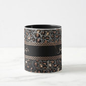Speciaal Trendy Leopard Black Gold Glitter Mok (Midden)