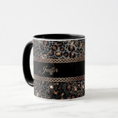 Speciaal Trendy Leopard Black Gold Glitter Mok (Voorkant links)
