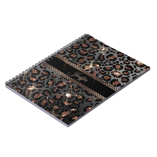 Speciaal Trendy Leopard Black Gold Glitter Notitieboek (Linkerzijde)