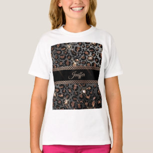 Speciaal Trendy Leopard Black Gold Glitter T-shirt