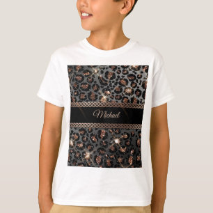 Speciaal Trendy Leopard Black Gold Glitter T-shirt