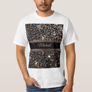 Speciaal Trendy Leopard Black Gold Glitter T-shirt