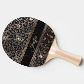 Speciaal Trendy Leopard Black Gold Glitter Tafeltennisbatje (Zijkant)