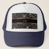 Speciaal Trendy Leopard Black Gold Glitter Trucker Pet (Voorkant)