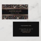 Speciaal Trendy Leopard Black Gold Glitter Visitekaartje (Voorkant / Achterkant)