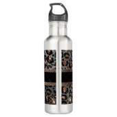 Speciaal Trendy Leopard Black Gold Glitter Waterfles (Achterkant)