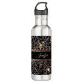 Speciaal Trendy Leopard Black Gold Glitter Waterfles (Voorkant)