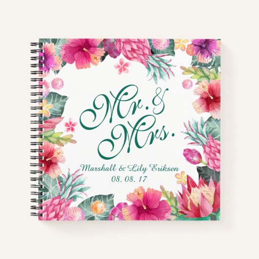 Speciaal Tropisch Floral Wedding Guestbook Notitieboek (Voorkant)