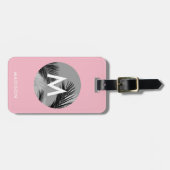 Speciaal tropisch monogram | Bleek roze Bagagelabel (Voorkant horizontaal)