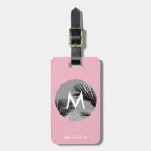Speciaal tropisch monogram | Bleek roze Bagagelabel (Voorkant verticaal)