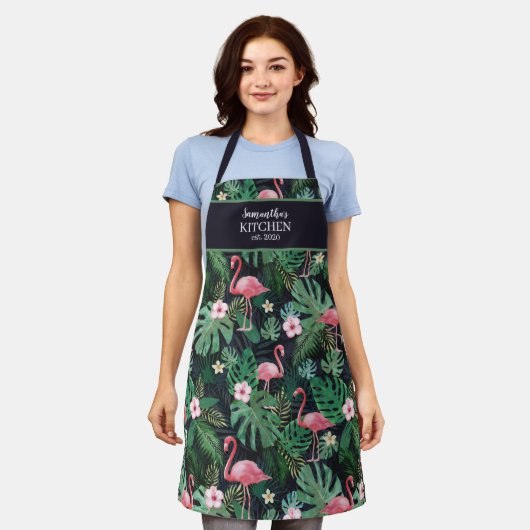 Speciaal Tropisch Roze Flamingo Apron Schort (Gedragen)