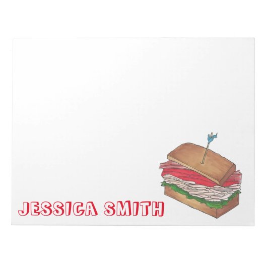 Speciaal Turkije Club Sandwich Diner Food Gift Notitieblok (Voorkant)