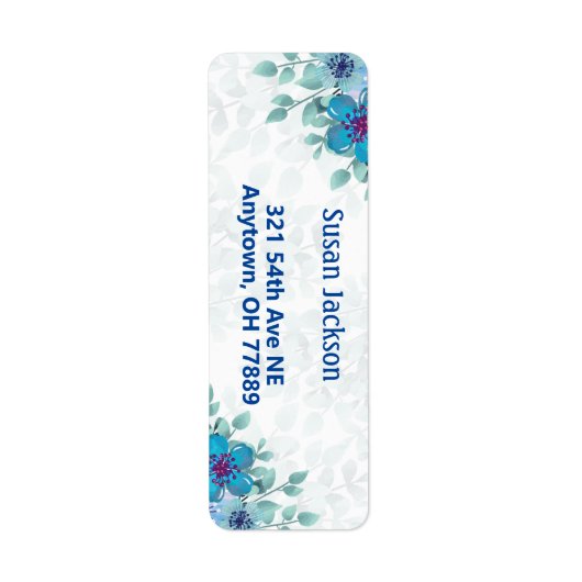 Speciaal Turquoise Floral Return Address Label (Voorkant)