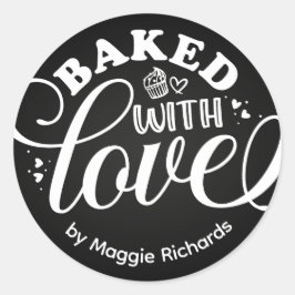 Speciaal uitgelekt met liefdeszwart bakken ronde sticker