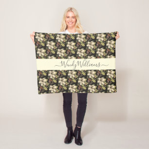 Speciaal uitgelijnd Magnolia Blooms Patroon Fleece Deken