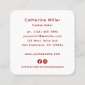 Speciaal uitgelijnd met liefdesbakkerij vierkante visitekaartje (Achterkant)