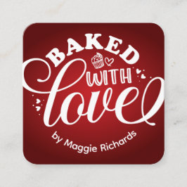 Speciaal uitgelijnd met liefdesrode bakkerij vierkante visitekaartje