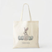 Speciaal uitgelijnde blauwe konijnenbunny Easter H Tote Bag (Voorkant)