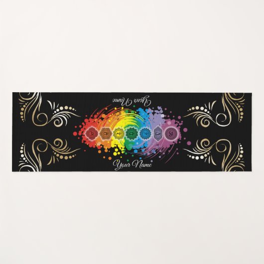 Speciaal uitgelijnde naam waterverf Chakras Yogamat (Voorkant (horizontaal))
