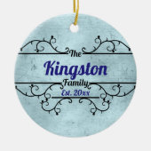 Speciaal uitgelijnde wijngrens Blauw Keramisch Ornament (Voorkant)