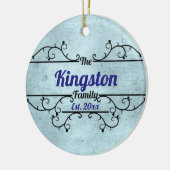 Speciaal uitgelijnde wijngrens Blauw Keramisch Ornament (Links)