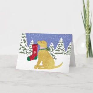 Speciaal uitgelijnde Xmas gele Lab Preppy Dog Feestdagen Kaart