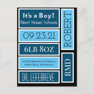 Speciaal uitgeruste Babypadlabels met scrapbook Briefkaart