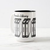 Speciaal uitgeruste bibliotheek met boektitels Wit Tweekleurige Koffiemok (Voorkant links)