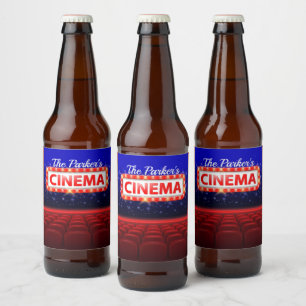 Speciaal uitgeruste bioscoopzaal bier etiket