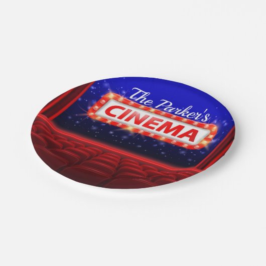 Speciaal uitgeruste bioscoopzaal papieren bordje (Gekanteld)