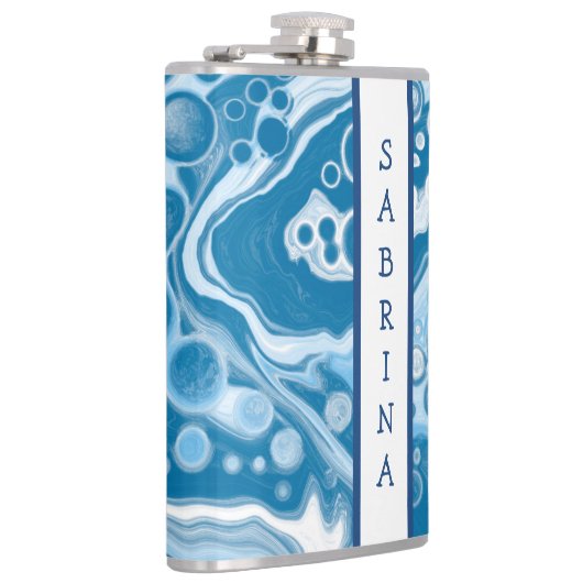 Speciaal uitgeruste blauwe digitale fluid Art-marm Heupfles (Rechts)