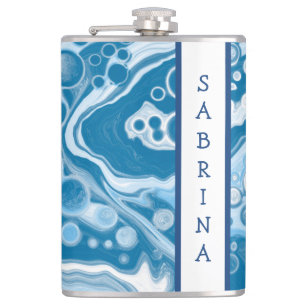 Speciaal uitgeruste blauwe digitale fluid Art-marm Heupfles