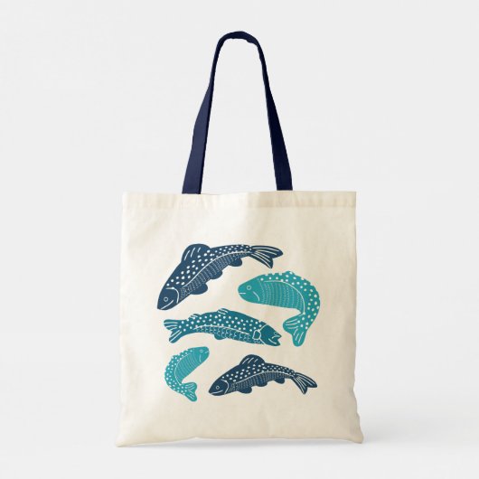 Speciaal uitgeruste blauwe forel tote bag (Achterkant)