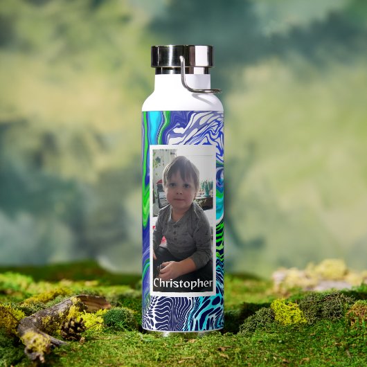 Speciaal uitgeruste blauwe langgroene digitale ron waterfles (Buiten)