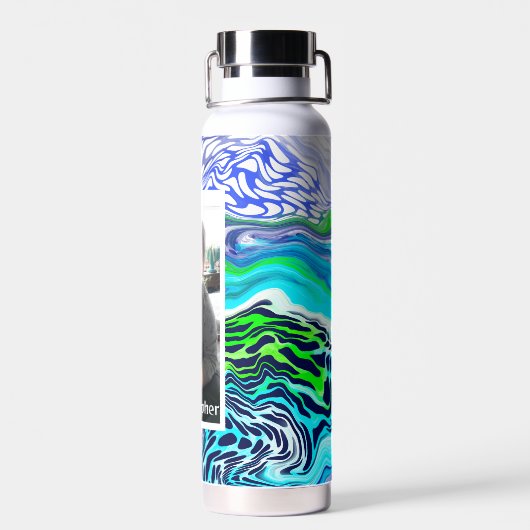 Speciaal uitgeruste blauwe langgroene digitale ron waterfles (Achterkant)