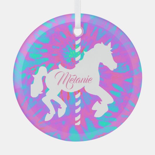 Speciaal uitgeruste carrouselpaarden glas ornament (Voorkant)