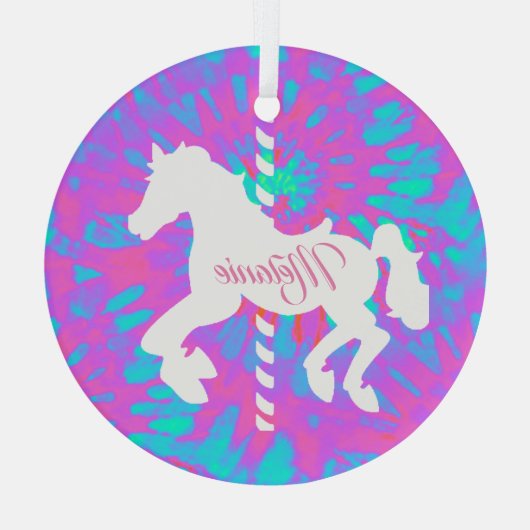 Speciaal uitgeruste carrouselpaarden glas ornament (Achterkant)