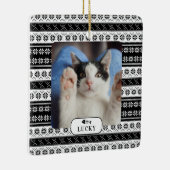 Speciaal uitgeruste cat Black Knit Pattern-foto Keramisch Ornament (Rechts)