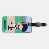 Speciaal uitgeruste Cute Baseball Cartoon Player i Bagagelabel (Achterkant horizontaal)