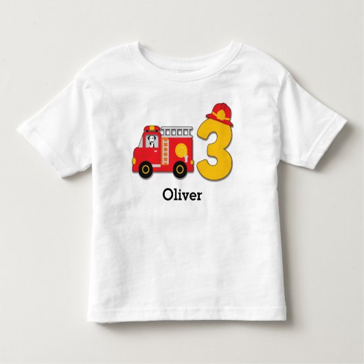 Speciaal uitgeruste derde 'Birthday Fire Truck' Kinder Shirts (Voorkant)