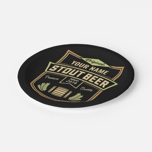 Speciaal uitgeruste donkere brouwerige brouwerijba papieren bordje (Gekanteld)
