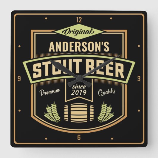 Speciaal uitgeruste donkere brouwerige brouwerijba vierkante klok (Voorkant)