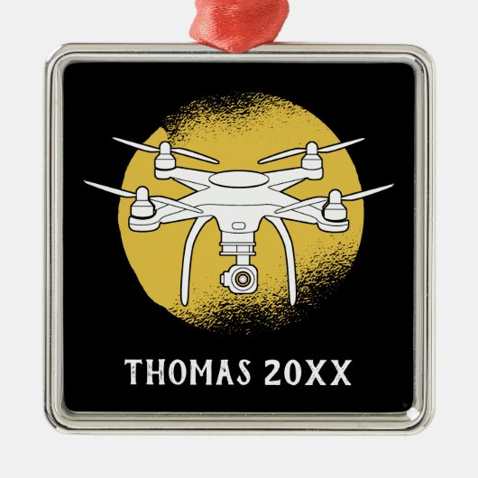 Speciaal uitgeruste driver Pilot Multirotor Quadco Metalen Ornament (Voorkant)