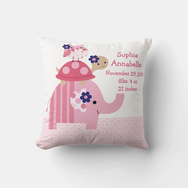 Speciaal uitgeruste "Ellie Elephant/Turtle/Owl"-pi Kussen (Voorkant)