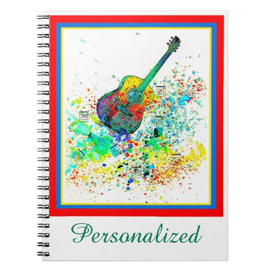 Speciaal uitgeruste gitaren en snoeren notitieboek (Voorkant)
