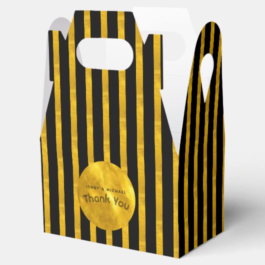 Speciaal uitgeruste handvaten zwarte GOLD Stripes Bedankdoosjes (Geopend)