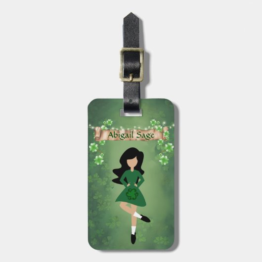 Speciaal uitgeruste Ierse danser met Black Hair Da Bagagelabel (Voorkant verticaal)